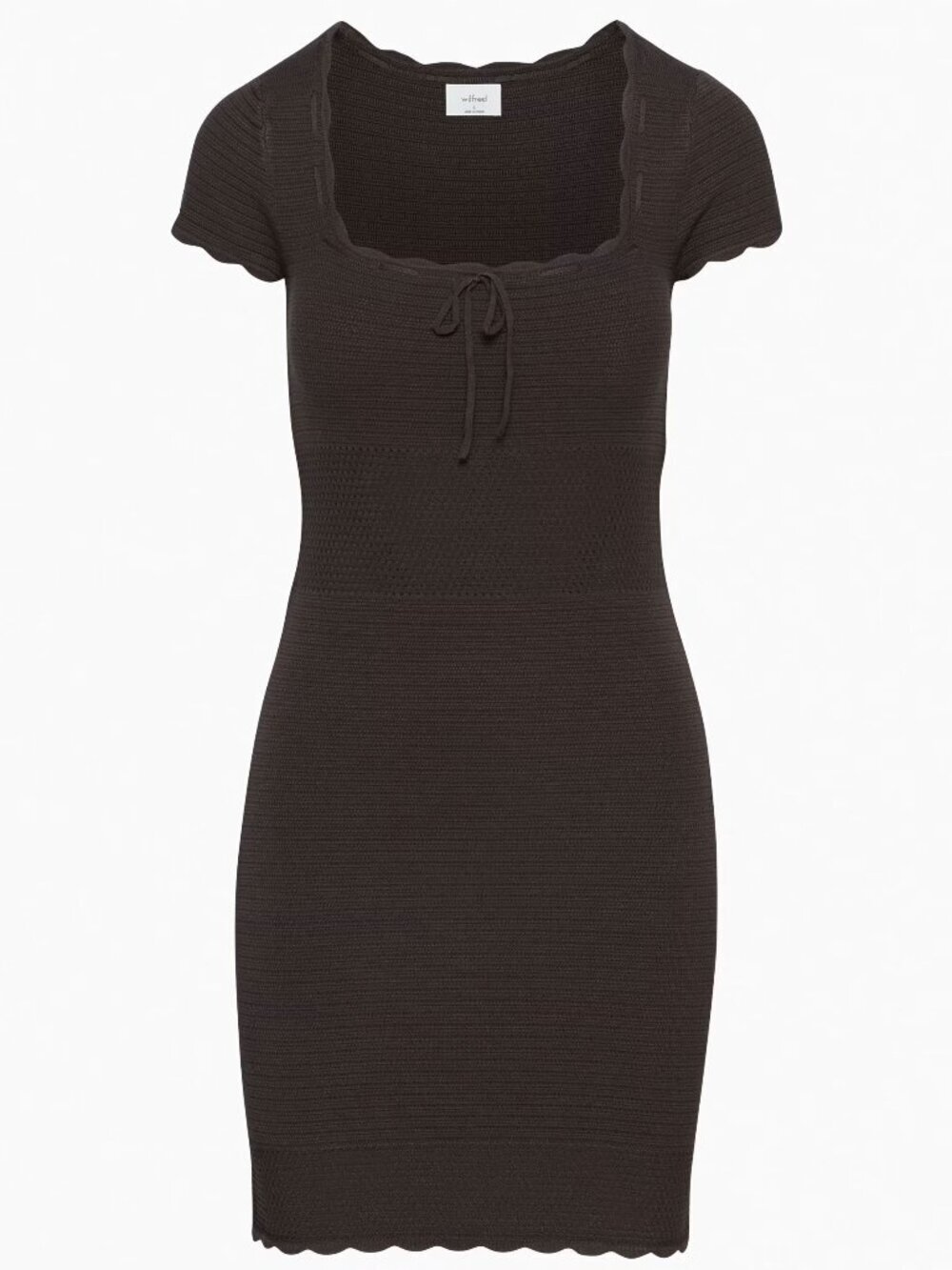 Aritiza Wilfred Reception Mini Dress Pointelle Knit Rich Mocha Brown Size Small